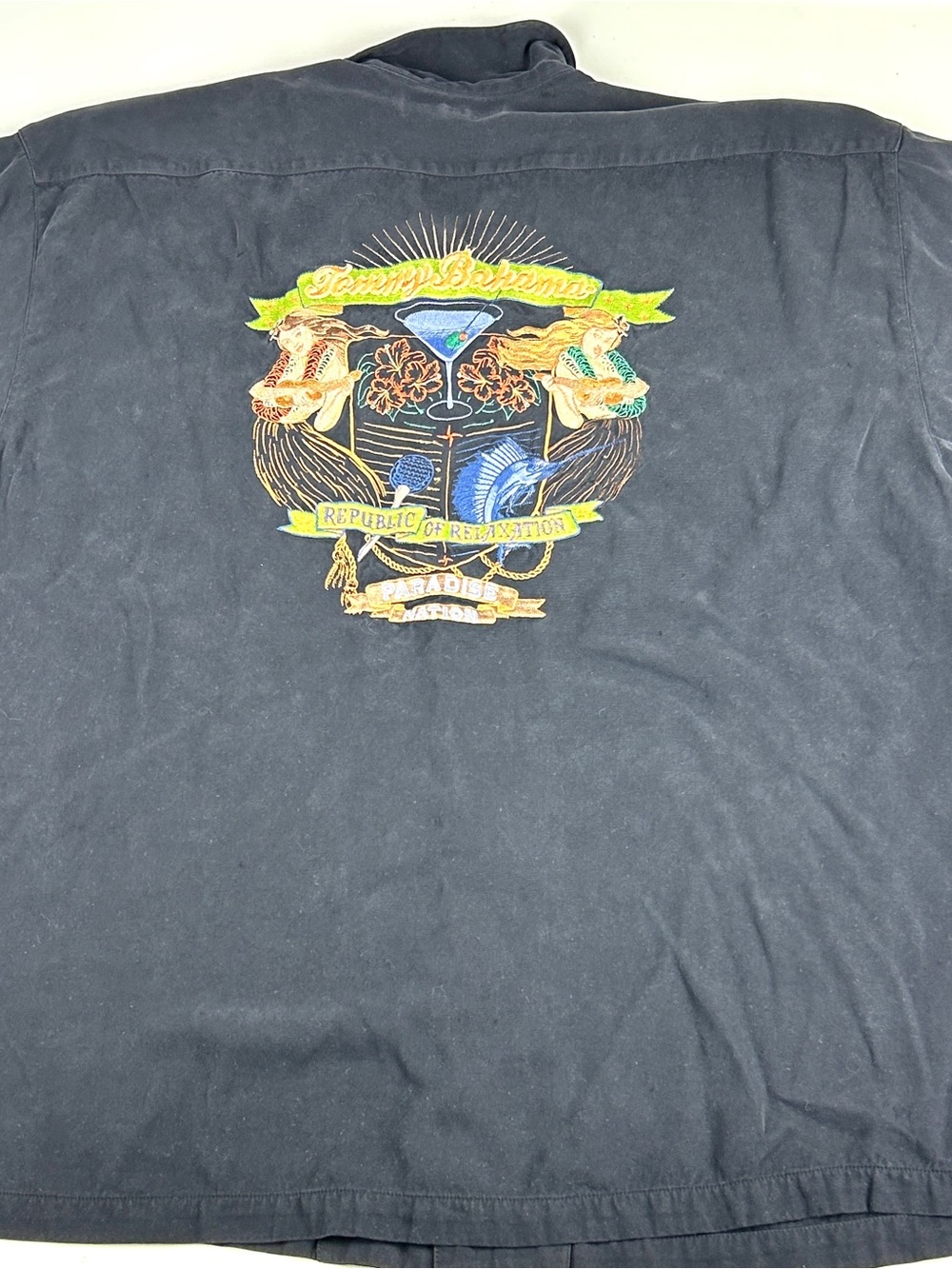 Tommy Bahama Republic of Relaxation Silk Hula Marlin Embroidered Shirt Mens 2XL